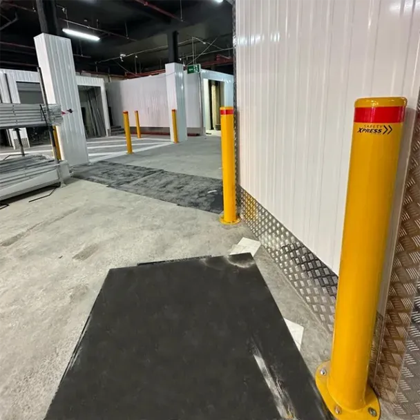 6 bollards installed in a walkway
