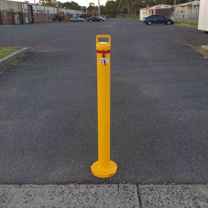single removable bollard with a key installed