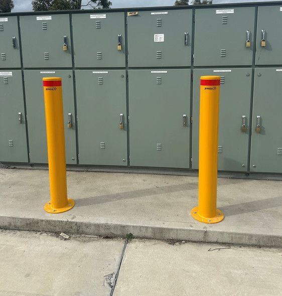 2 bollard installed in front of a locker room
