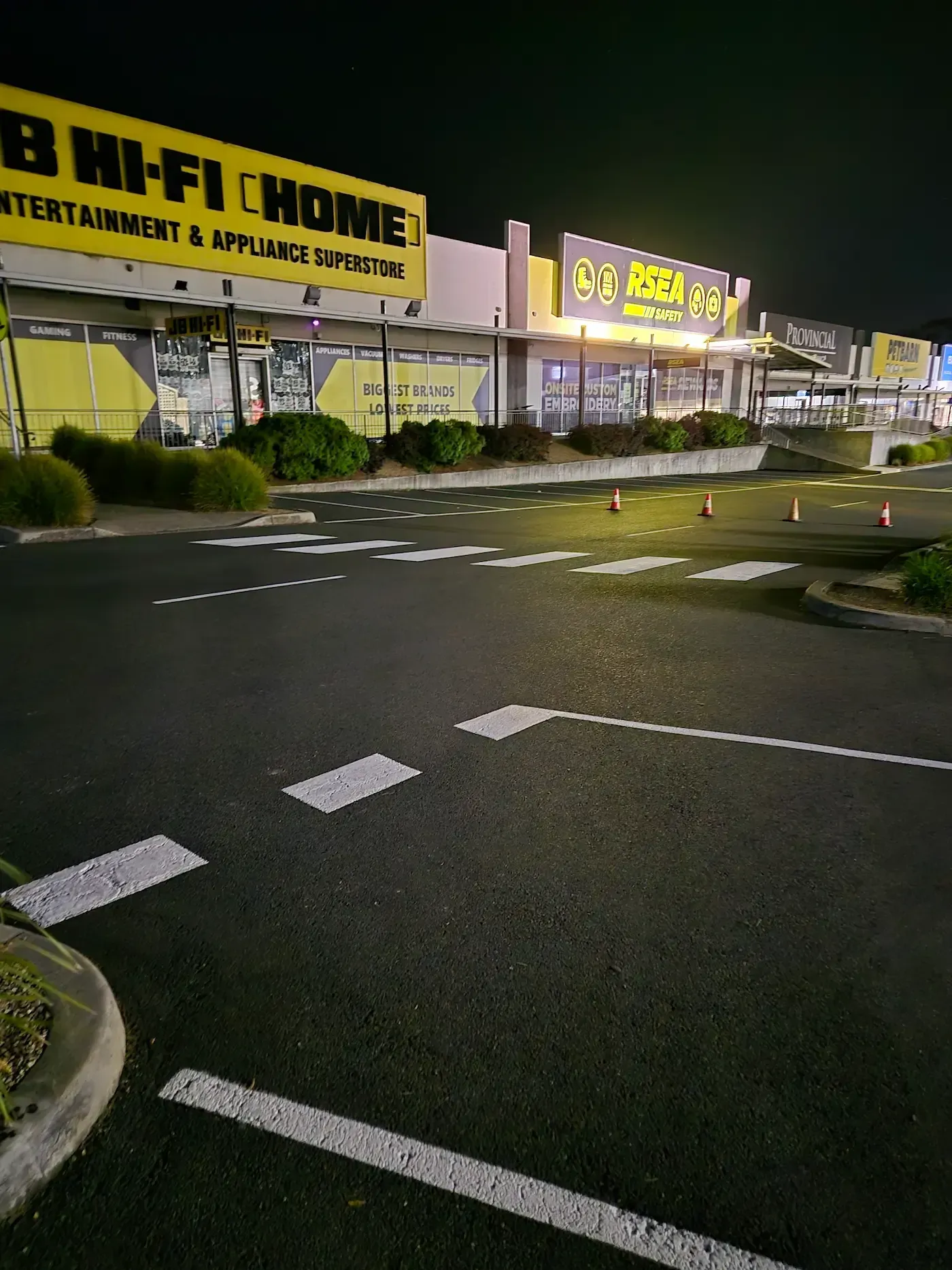 Give way bars and Zebra crossing Car park line marking, installed at Chirnside park home maker centre 