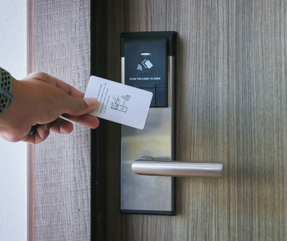 key less entry in a hotel door lock.