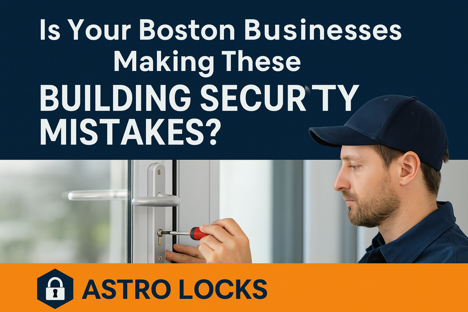 Commercial locksmith working on a building lock system in Boston, representing expert business secur