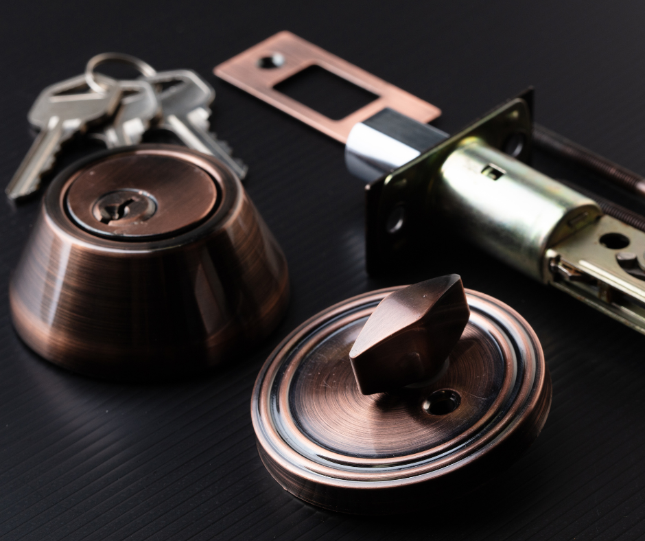A close up of a deadbolts for installation