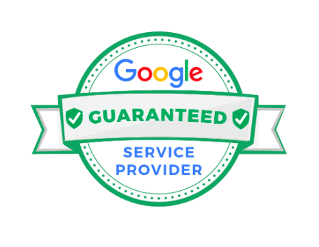 Google Guaranteed Service Provider badge with green and white colors.