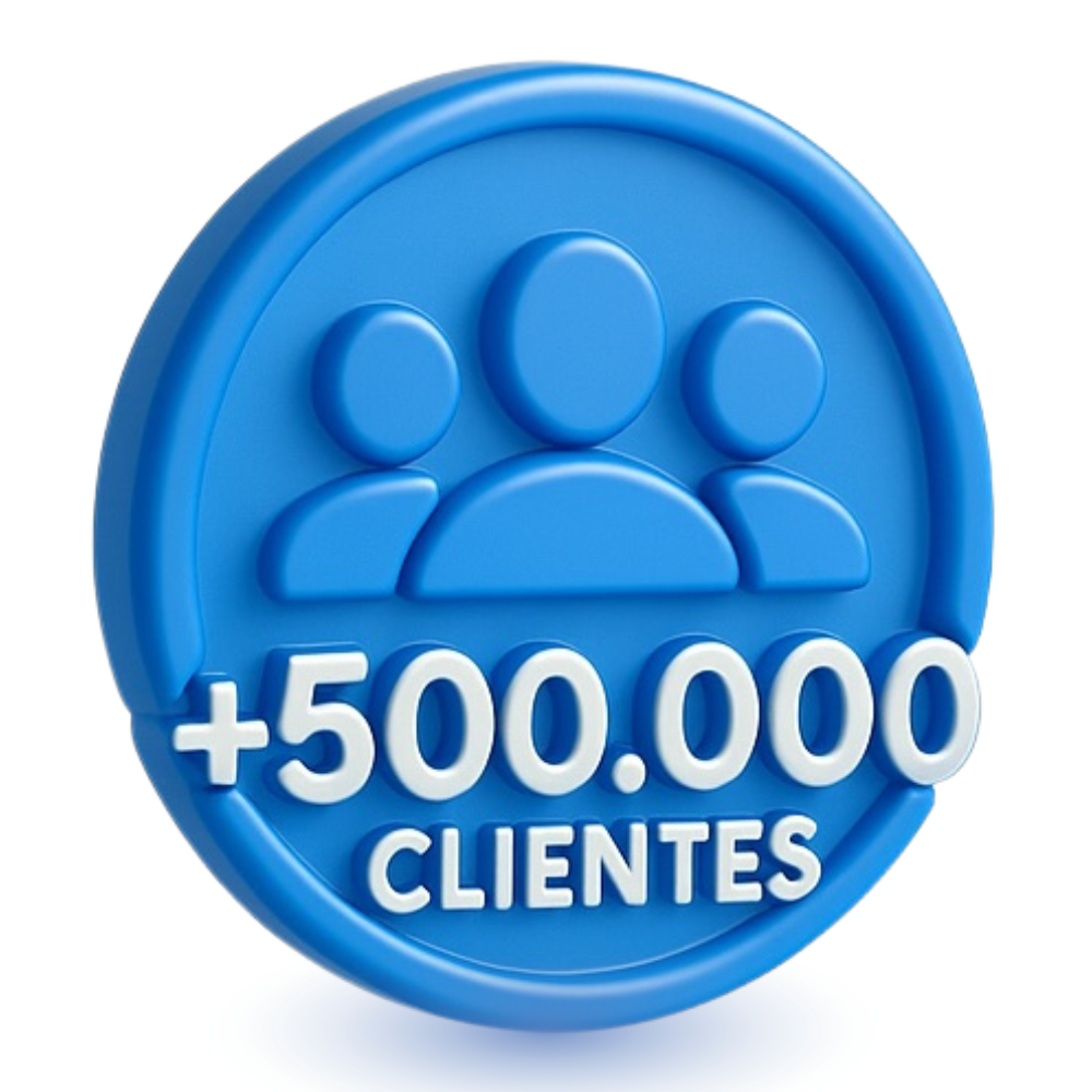 Insignia azul con tres personas estilizadas y el texto 