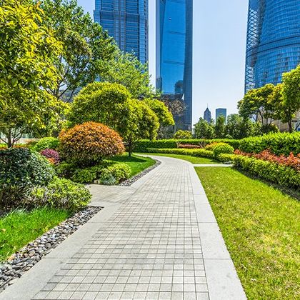 Beautiful Park Near Buildings — Louisville, KY — Perfect Cut Landscaping