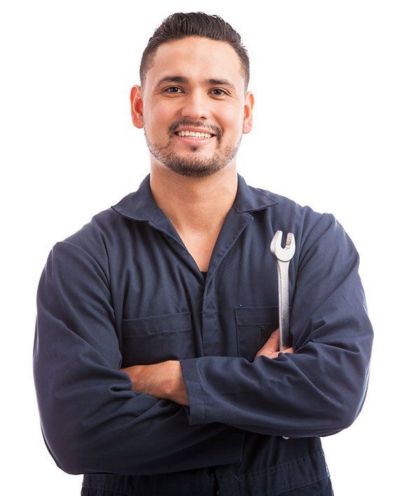 Auto Mechanic — Smiling Mechanic on White Background in Littleton, CO
