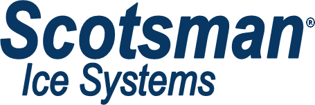 The logo for scotsman ice systems is blue and white.