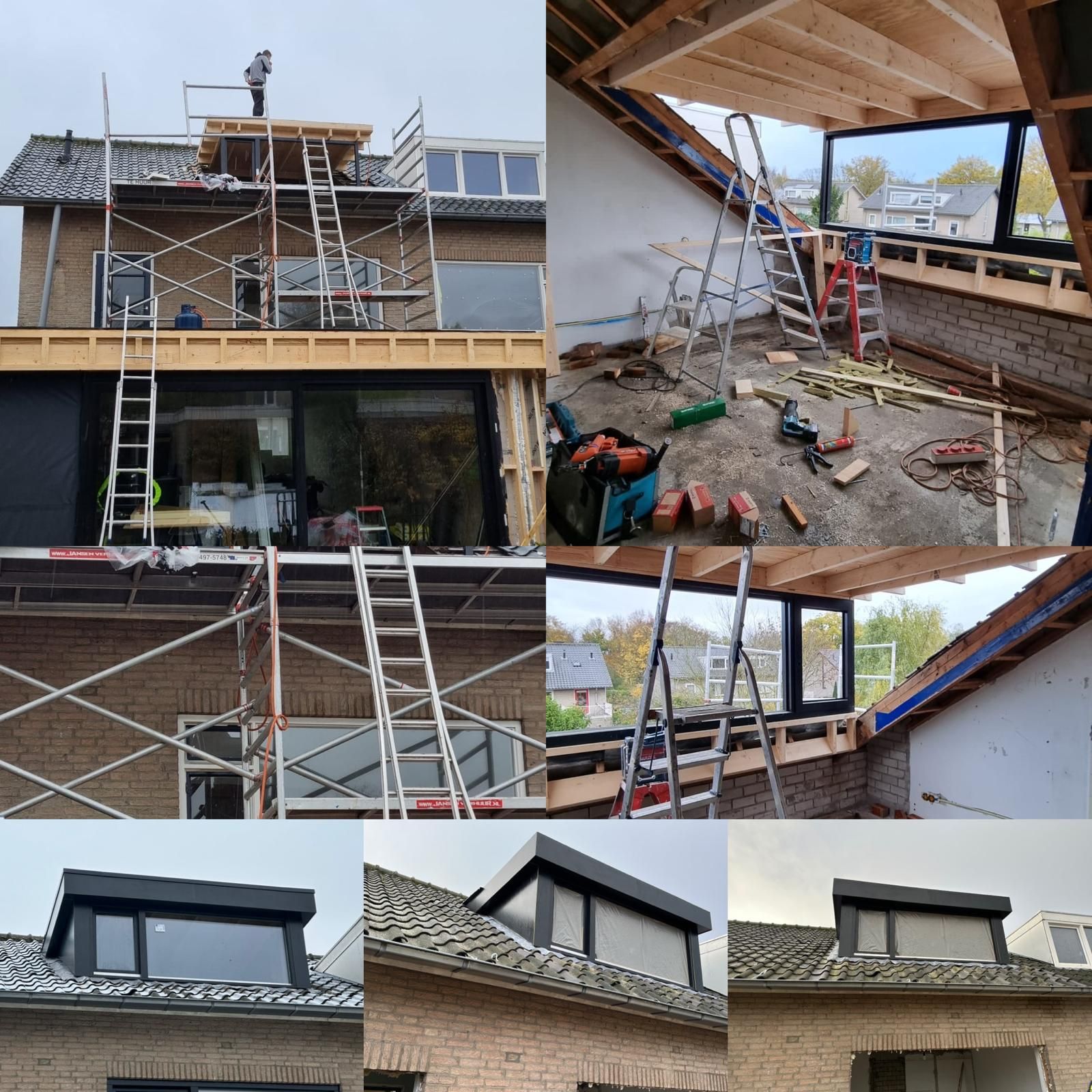 Een houten schuurtje met een open deur en een licht aan het plafond.