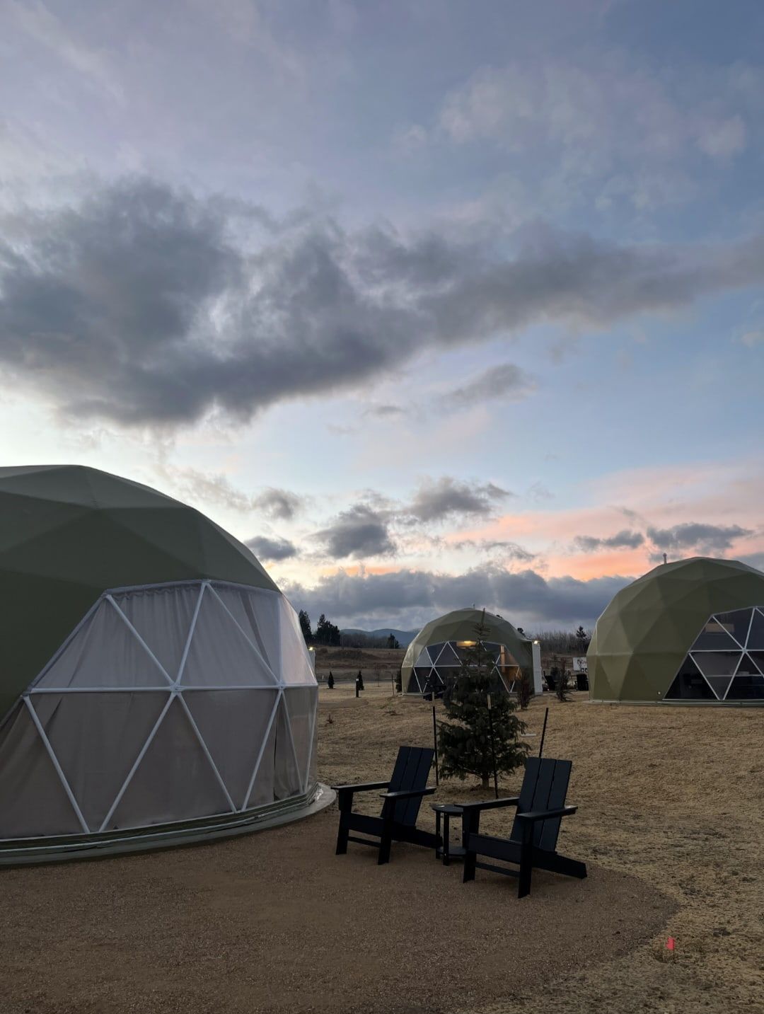 Front view of all geodesic domes
