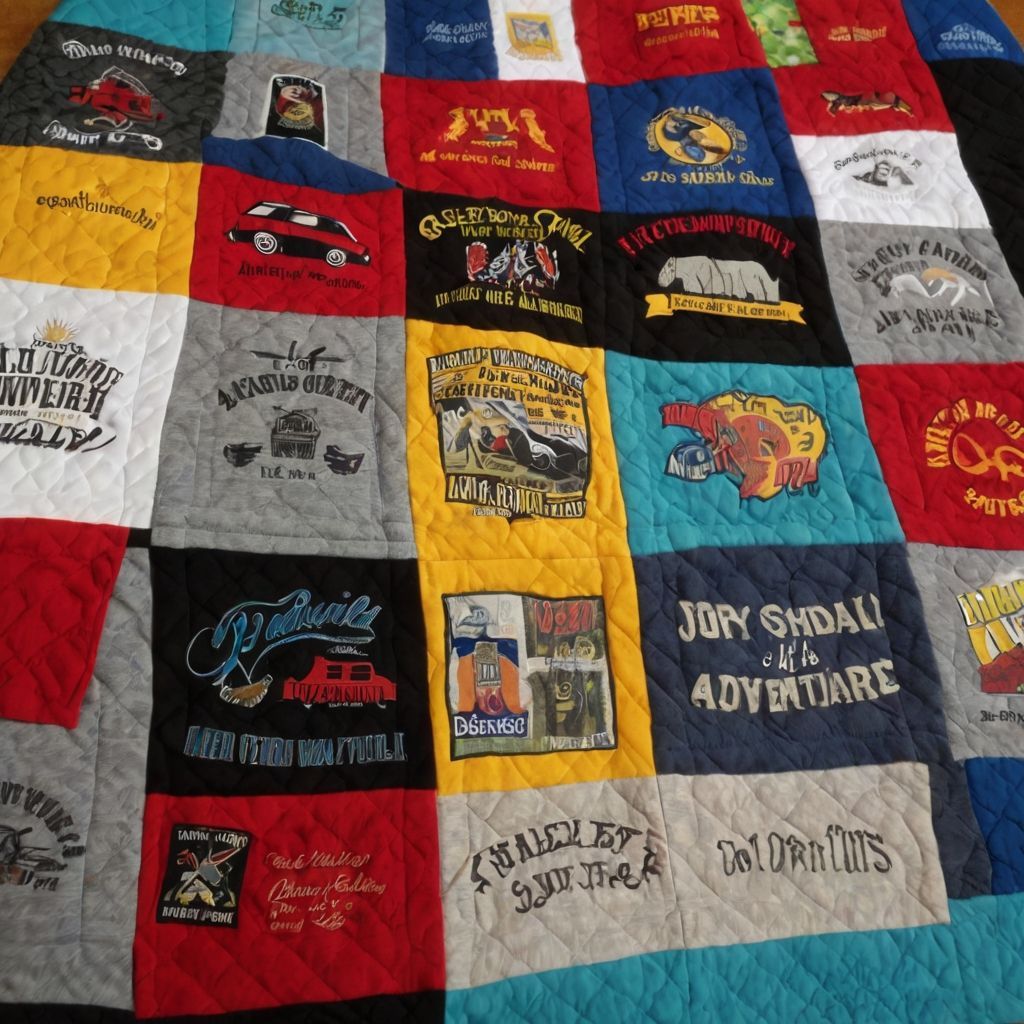Close-up of a t-shirt memory quilt square 
