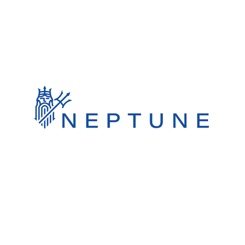 The logo for neptune shows a heart and trident.