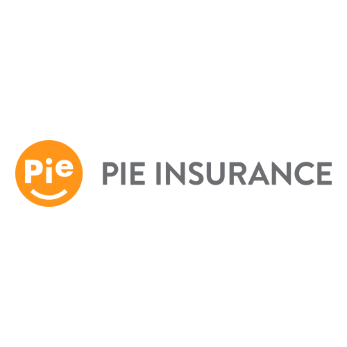 A logo for pie insurance with a smiling face in an orange circle.