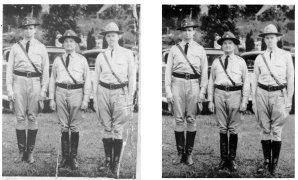 Before and after vintage photo of three soldiers — Newark, DE — Foto Doctor