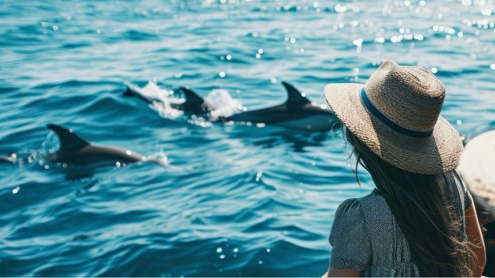 Couple on dolphin cruise Panama City Beach with Reel Groovy charter boat