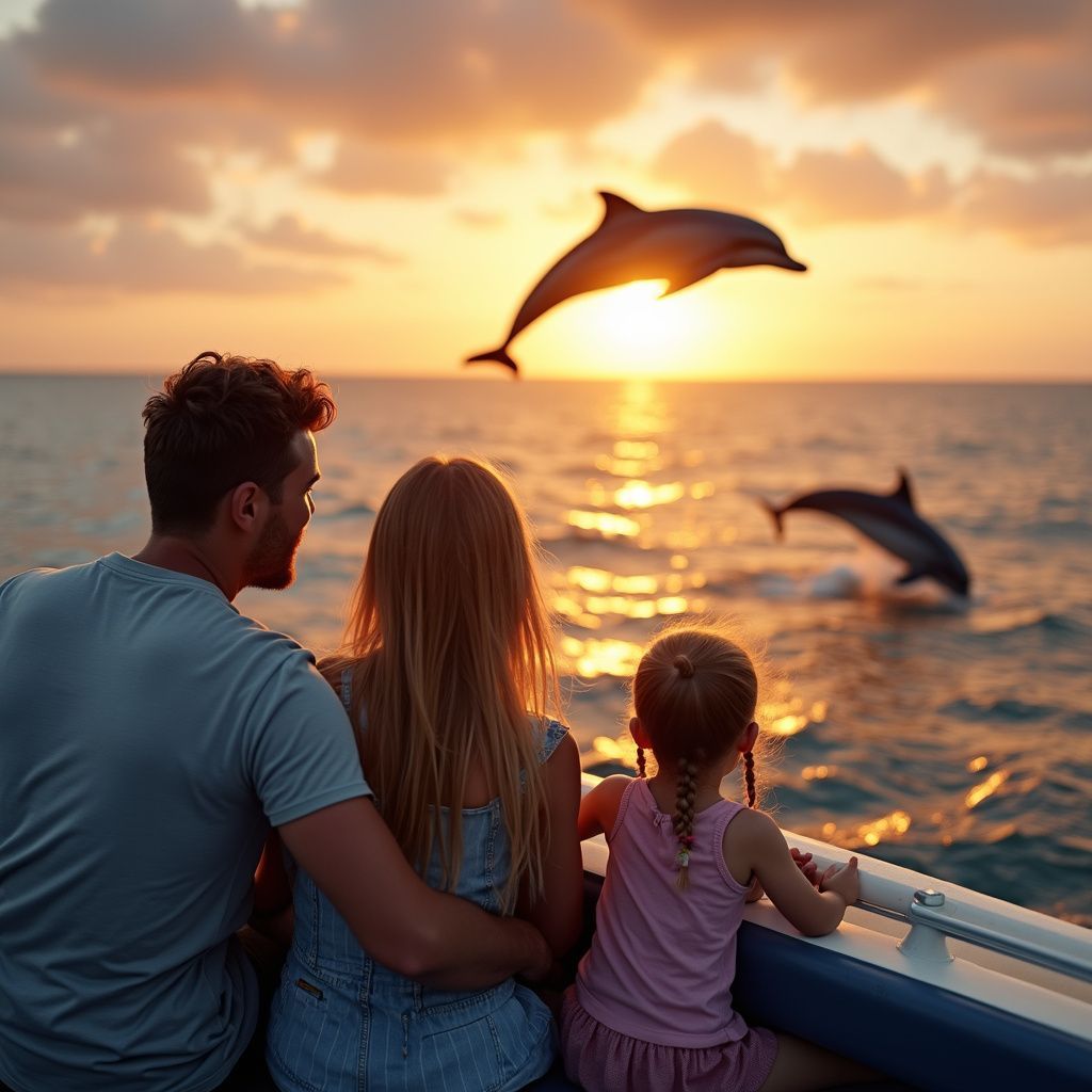 Family watching dolphin tour panama city beach