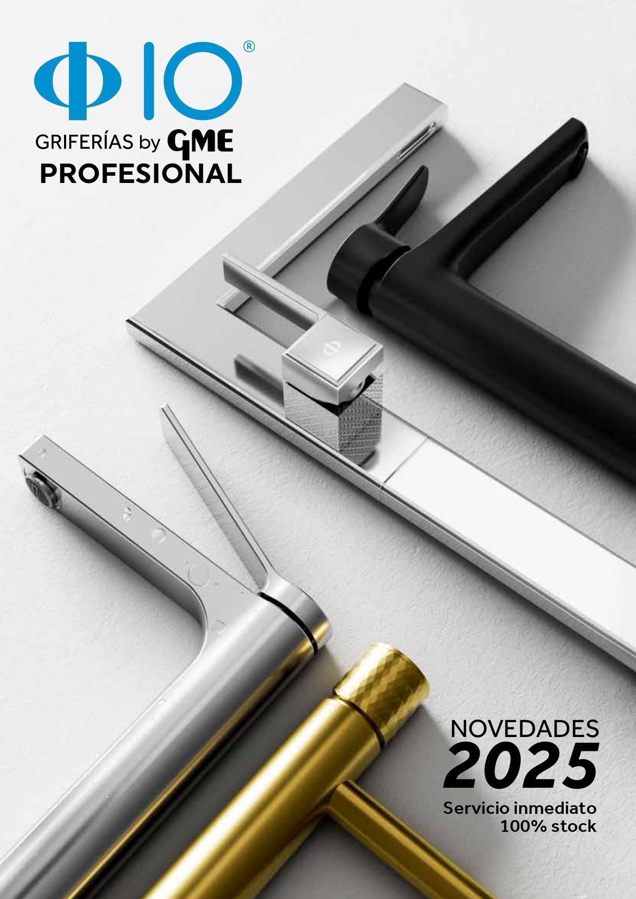 Un folleto de griferías de gme professional muestra una variedad de grifos