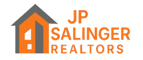 Logo of JP Salinger Realtors; features a house icon in orange and gray, with text in orange below.