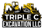 Logo for Triple C Excavation LLC features yellow construction equipment with black text on a white background.