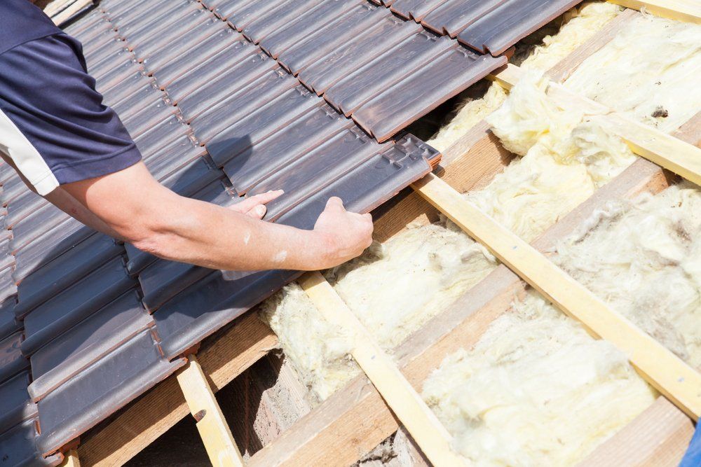 A Man is Working on the Roof of a House — Roofpoint In Kawungan, QLD