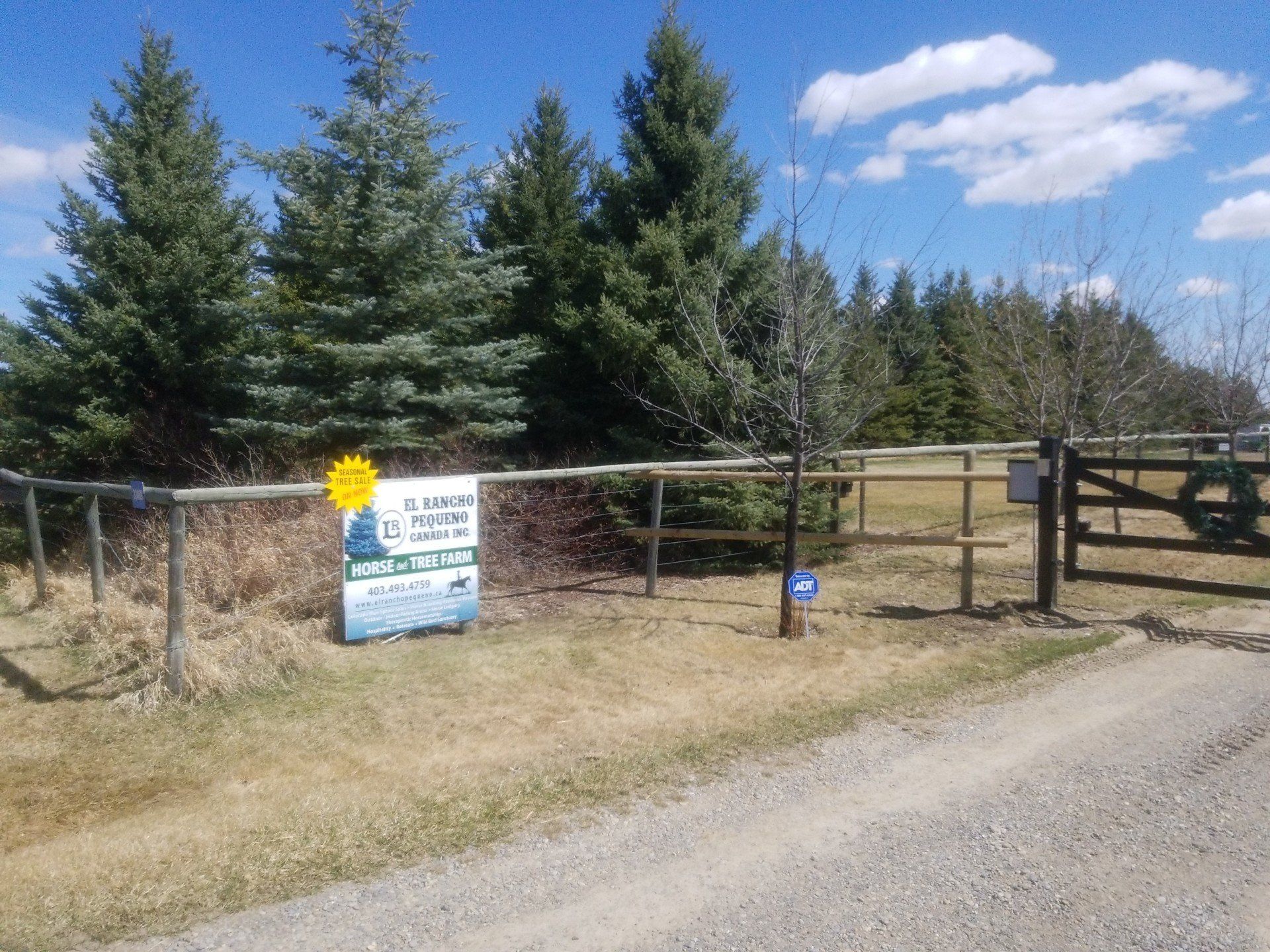 A dirt road with a fence and a sign that says for sale
