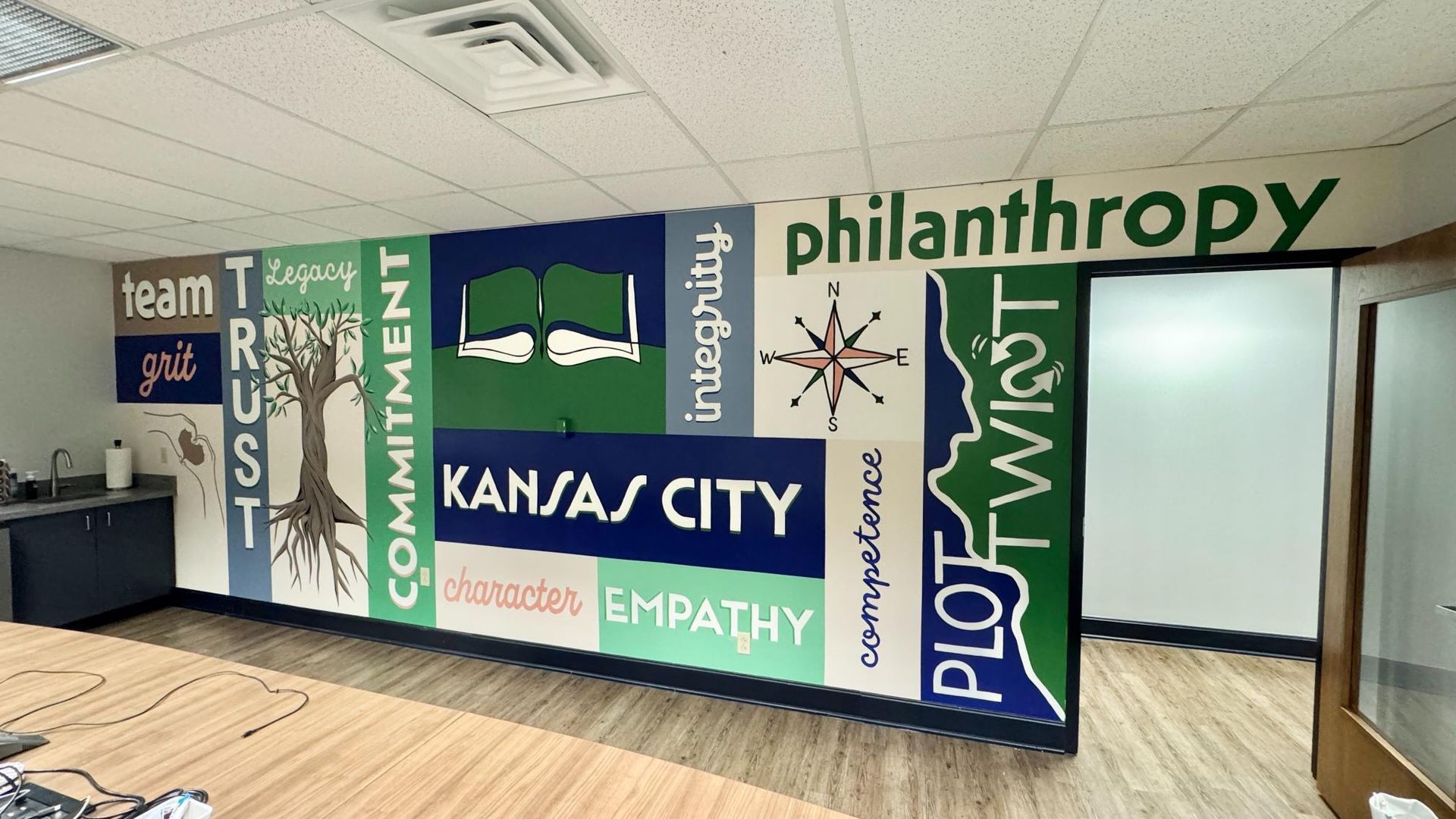 Mural in an office: Words 