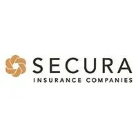 Logo for Secura Insurance Companies. Brown, stylized flower symbol beside black text.