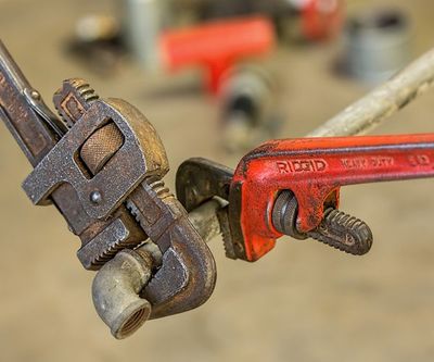 old and rusty wrench used for work