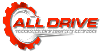 A logo for all drive with a red gear in the middle.