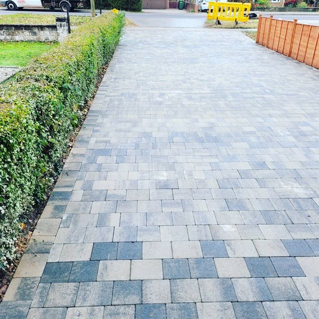 Driveways and Paving Nottingham completed blue and grey block paving driveway in Beeston Nottingham