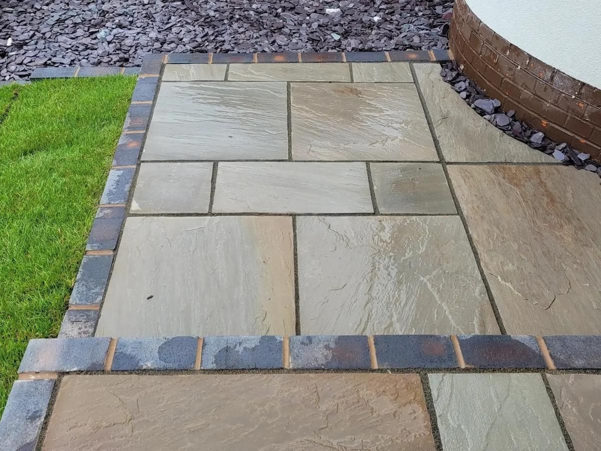 stepped patio with block paved edging in Nottingham