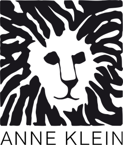 Anne Klein logo: Black and white lion head, text 