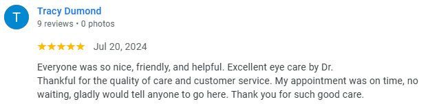 Review by Tracy Damond: 5 stars, praises helpful staff, excellent care, timely appointment.