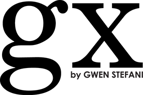 Gx by Gwen Stefani logo in black, featuring stylized letters 