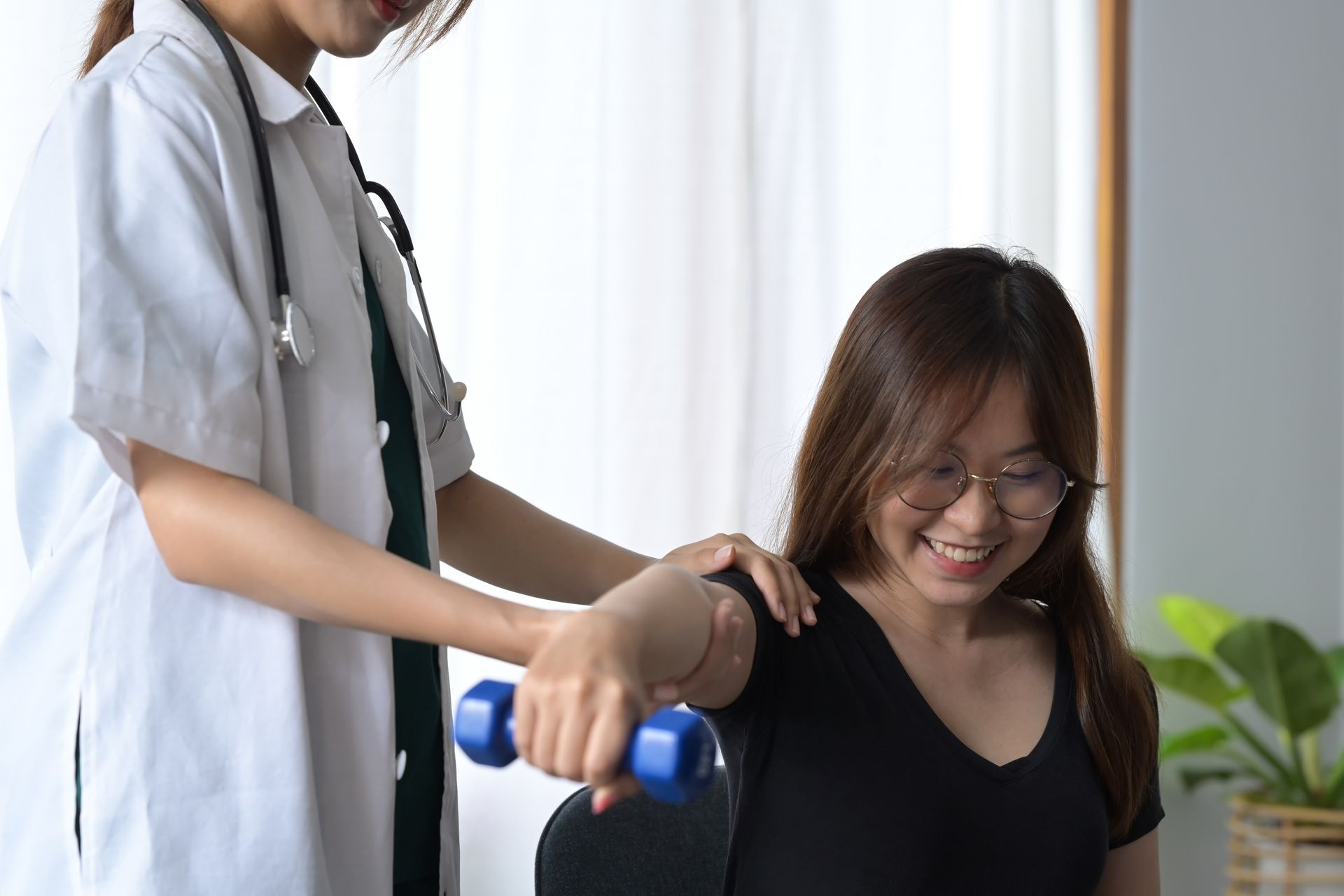 woman doing physical therapy