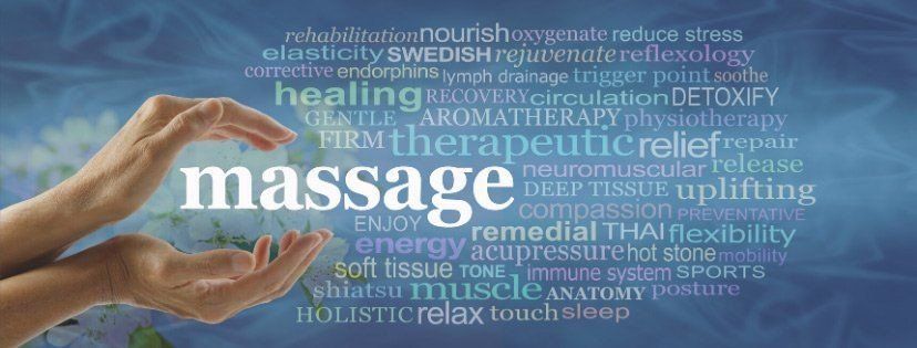 collage of massage related words