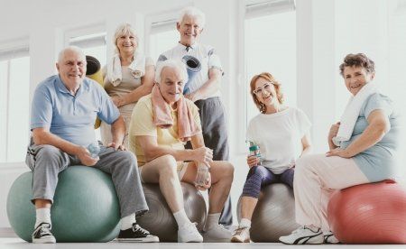 group of older people resting from an exercise
