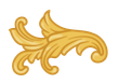 A drawing of a gold swirl on a white background