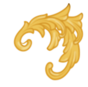 A gold swirl on a white background