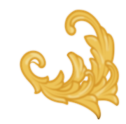 A close up of a gold leaf on a white background