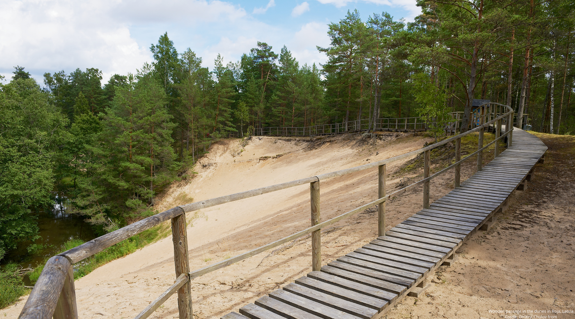 Wooden passage in the dunes in Roja, Latvia. Credit: Dmitry_Chulov from 