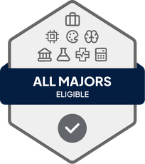 Badge with All Majors Eligible text