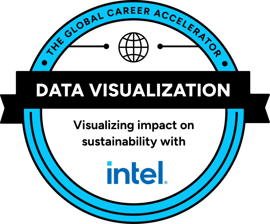 The Global Career Accelerator certification badge: Data Visualization — Visualizing impact on sustainability with Intel