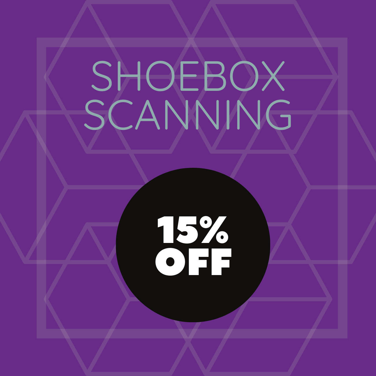 Shoebox Scanning 15% off In-Store Button