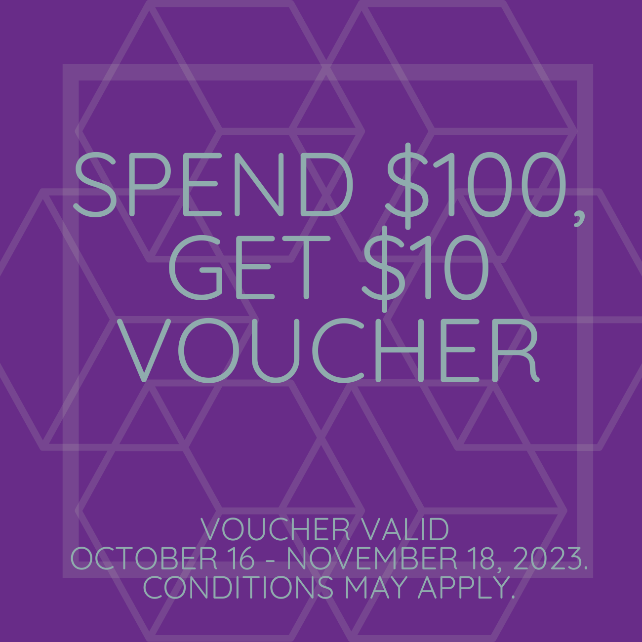 Spend $100, Get $10 Voucher Button