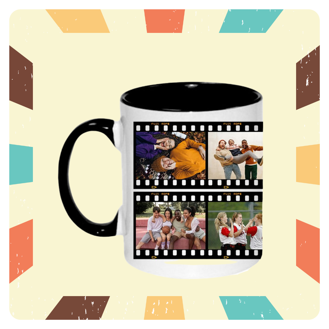 Retro Contact Sheet 11 oz Black Mug Button