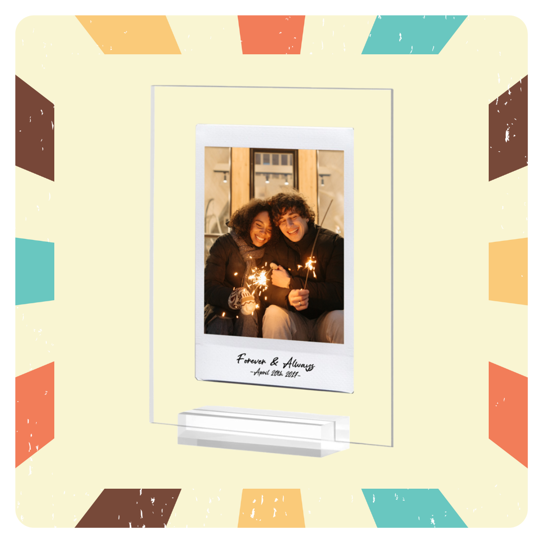 Retro Print - Acrylic Plaque with Stand Button