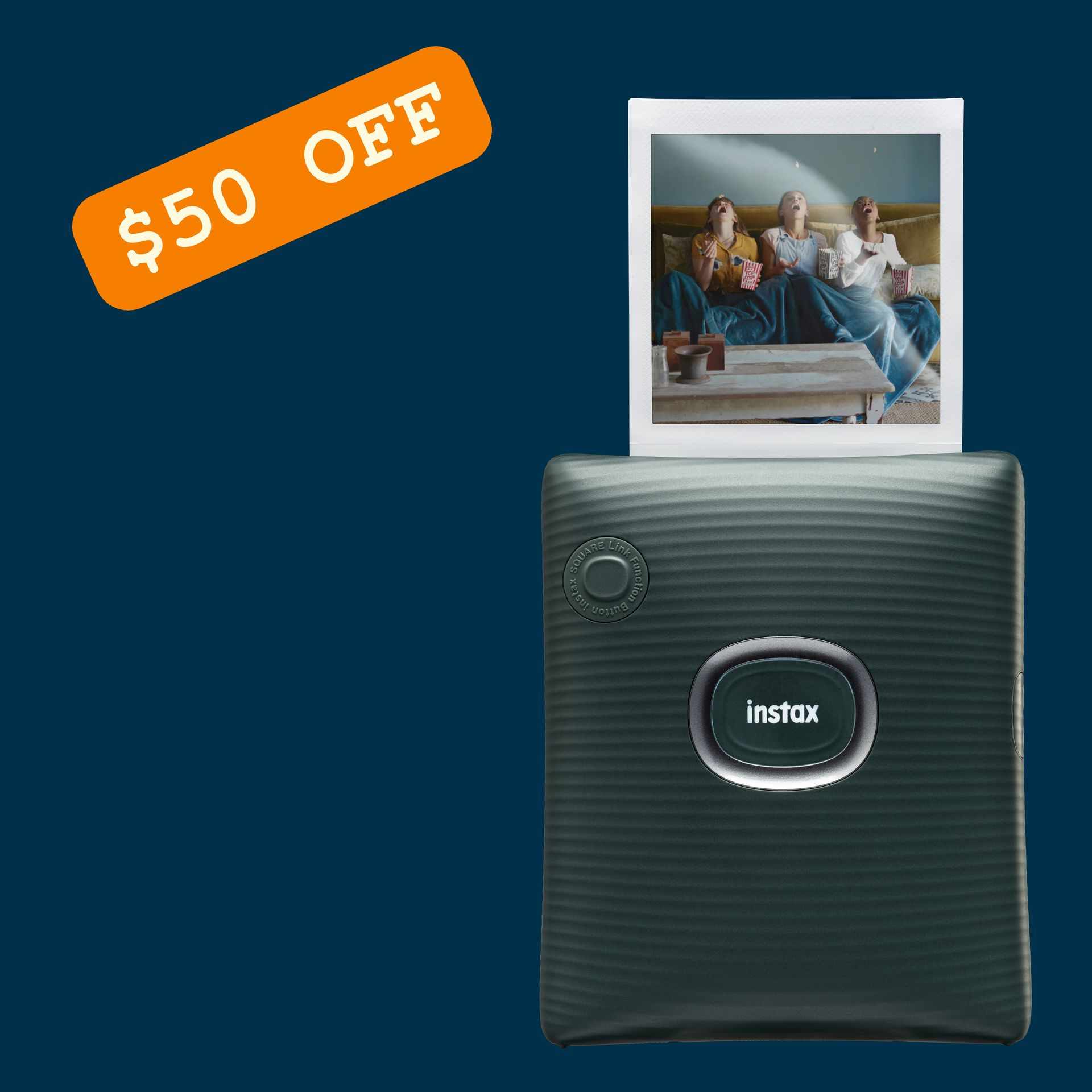 Instax Square Link Printer - Midnight Green Button