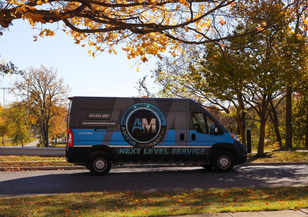 Blue and black van with