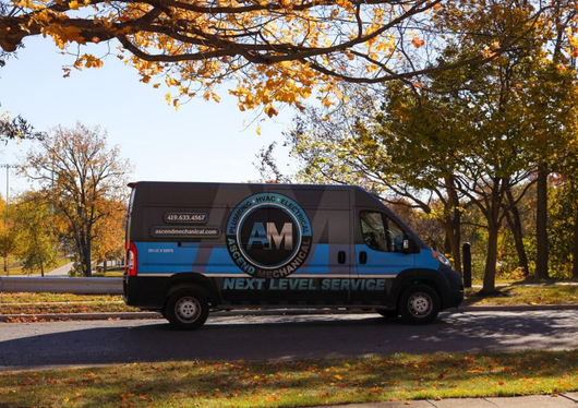 Blue and black van with